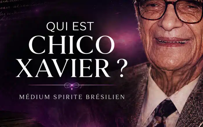 Portrait de Chico Xavier, médium spirite brésilien, sur une image mystique signée Infinita Corse Voyance