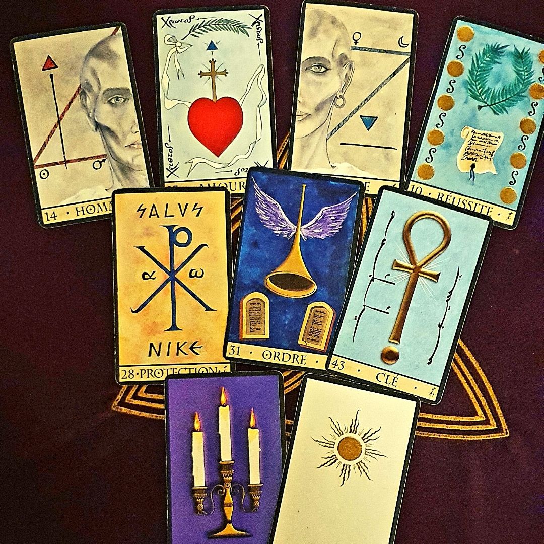 Cartes et Livret Oracle de La Triade Divination Triad 