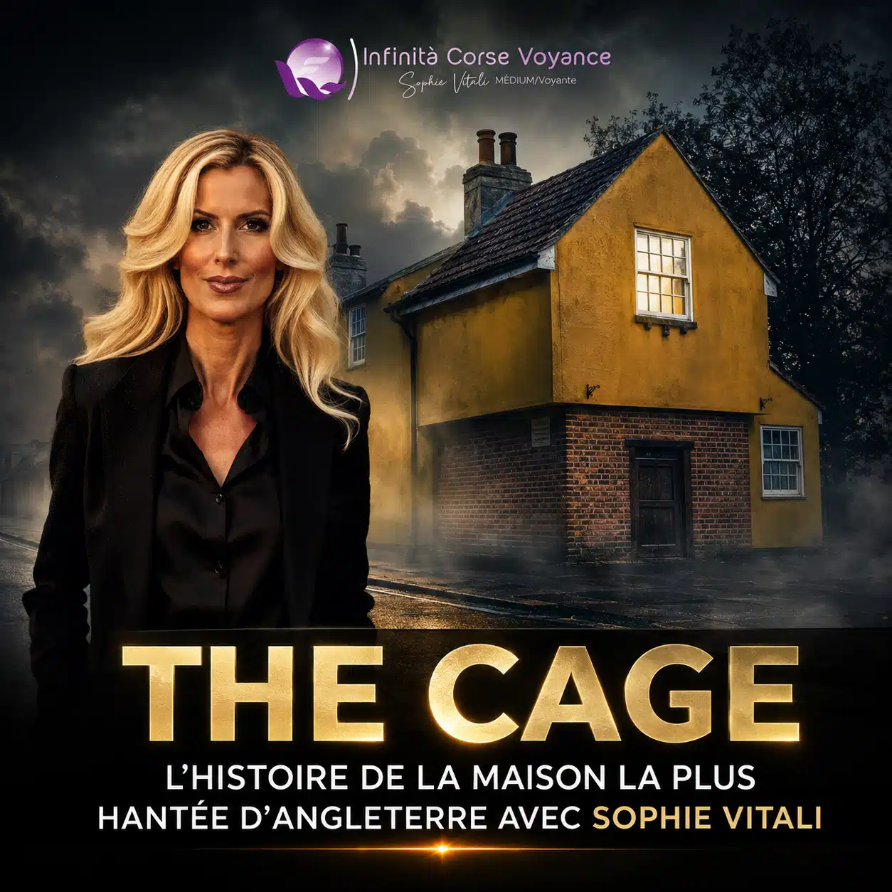 Sophie Vitali devant The Cage, ancienne prison de St Osyth réputée maison la plus hantée d’Angleterre