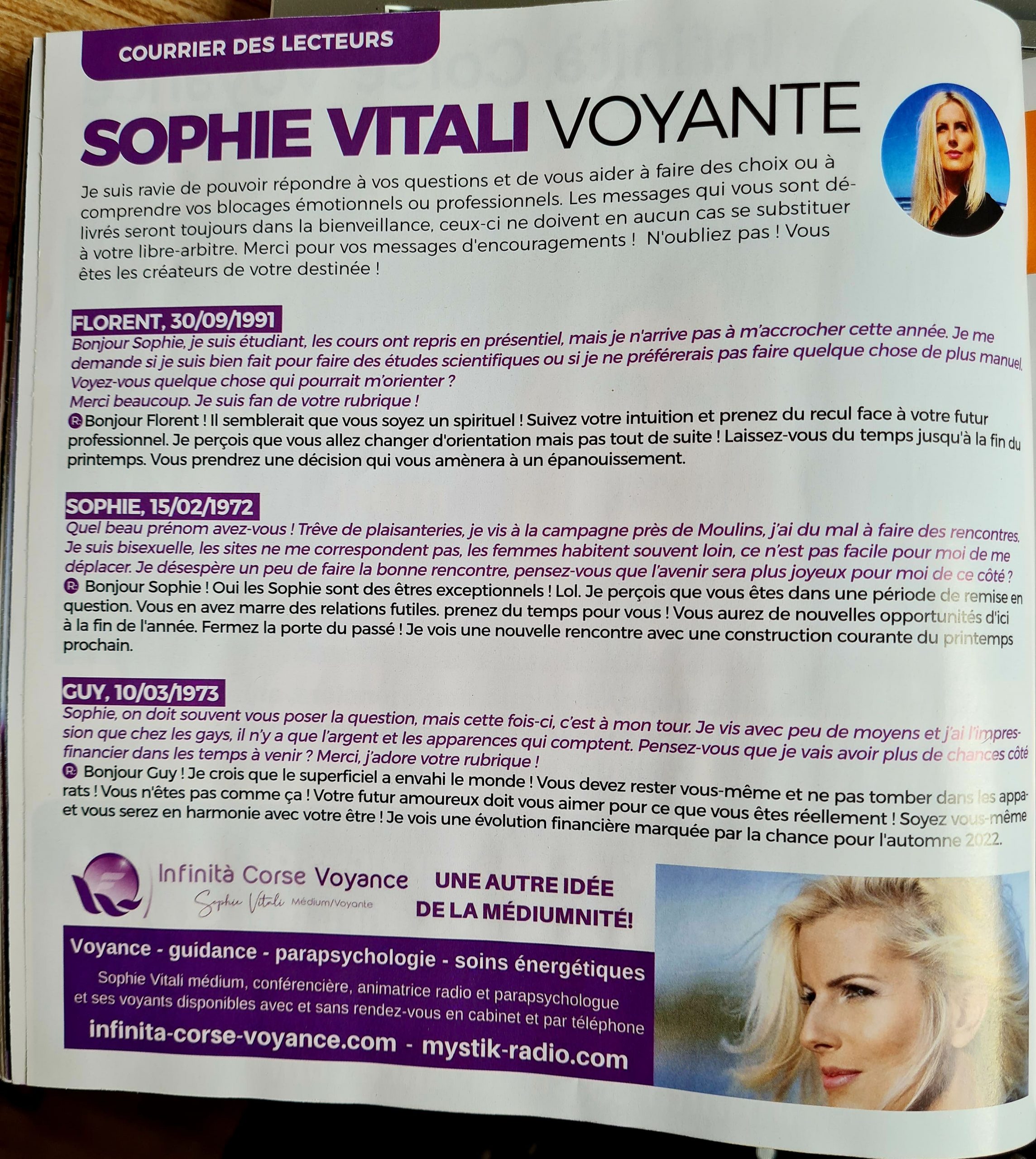 Qweek Magazine : Sophie Vitali répond à vos questions dans le courrier des lecteurs