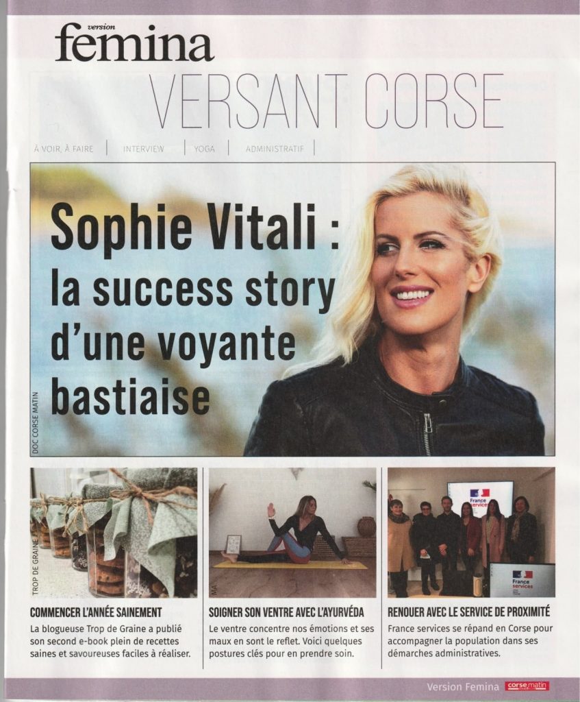Femina Magazine Versant Corse : La succes story d'une voyante bastiaise : Sophie Vitali spécialiste de la voyance par audiotel discount 