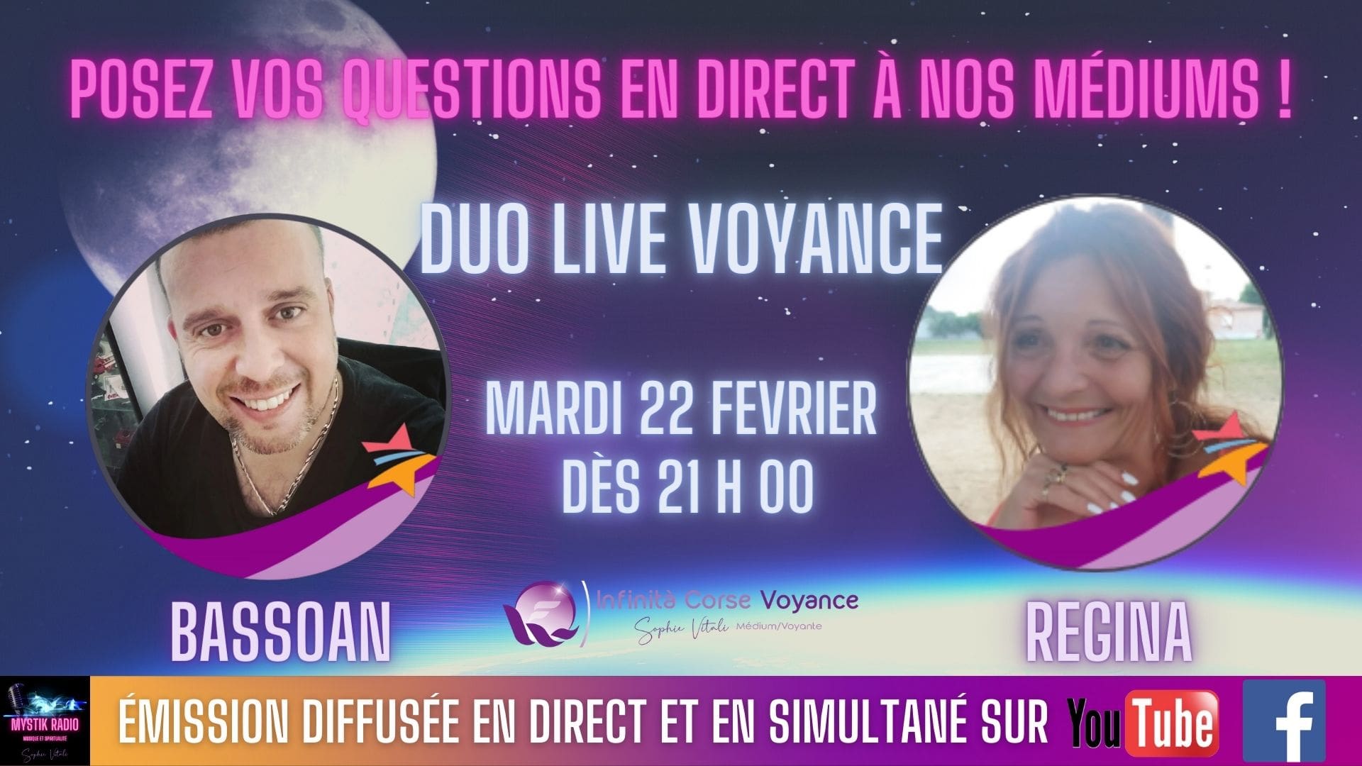 Duo live voyance gratuite par téléphone avec Régina et Bassoan
