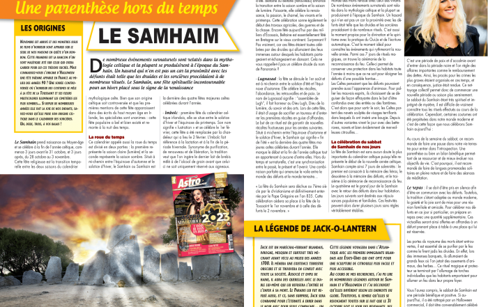 Samhain, une parenthèse hors du temps par Sophie Vitali pour le magazine Vous et votre avenir novembre 2022