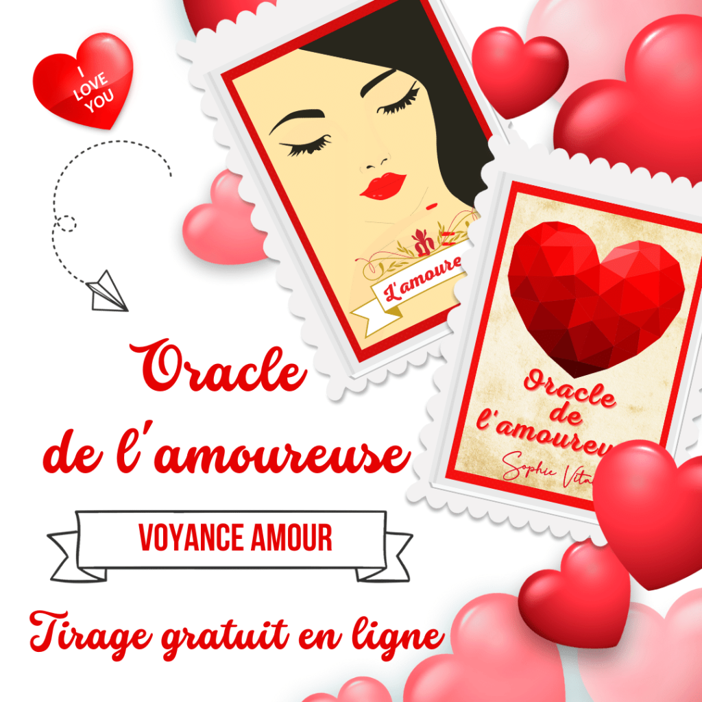 Tirage voyance amour gratuite sérieuse en ligne avec l'Oracle de l'amoureuse. Découvrez ce que votre avenir sentimental vous réserve avec Sophie Vitali