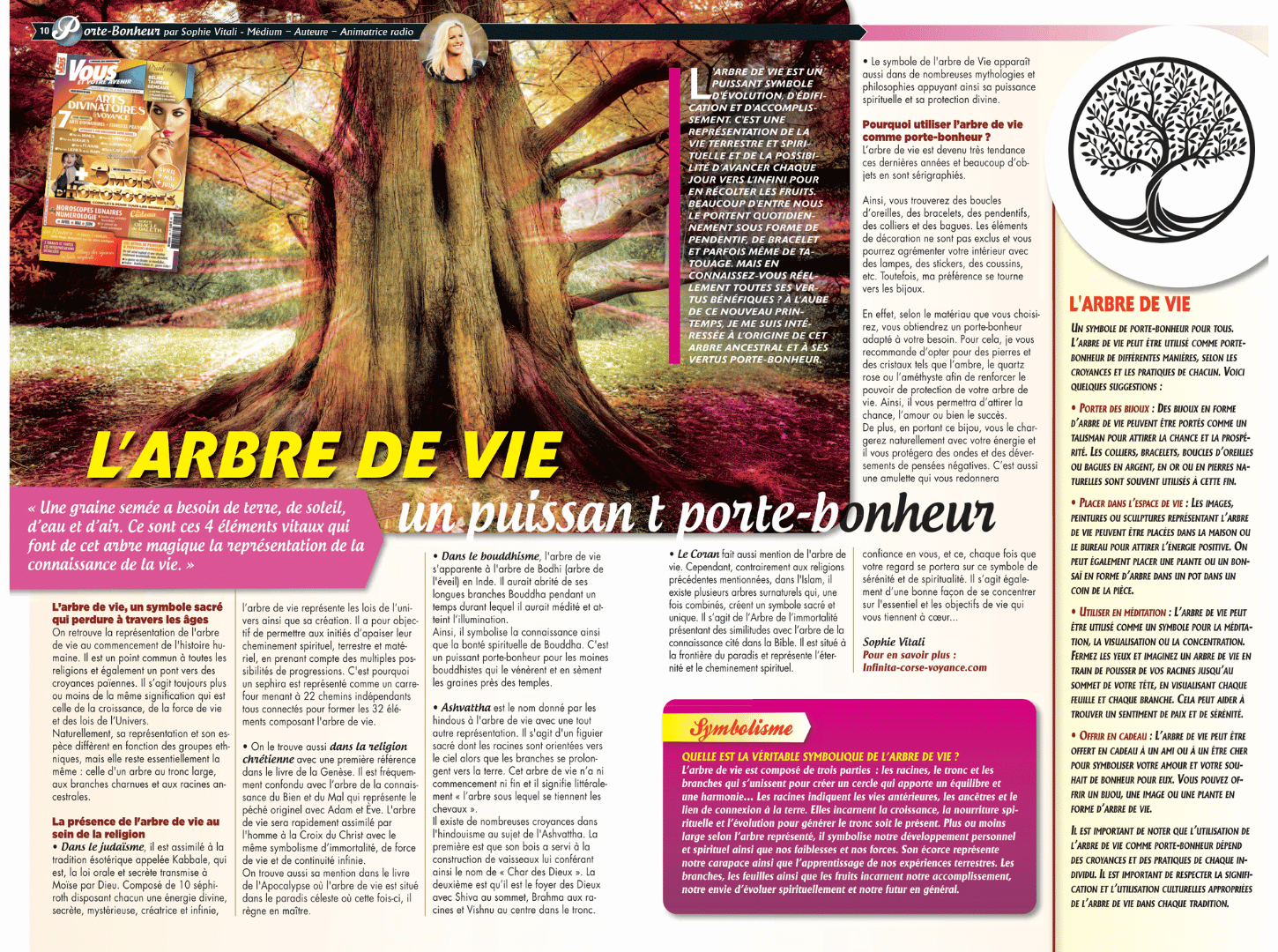 L’arbre de vie, un puissant porte-bonheur par Sophie Vitali médium et auteure - Vous et votre avenir Magazine