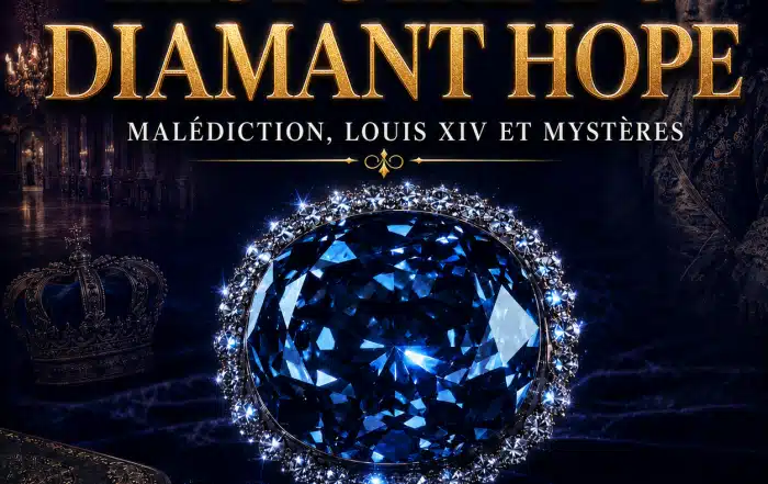 Histoire du diamant Hope, célèbre diamant bleu lié à Louis XIV, au Bleu de France, au Smithsonian et à la légende de malédiction.