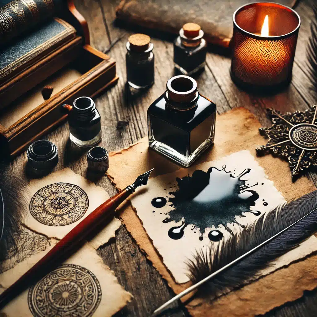 Outils essentiels pour pratiquer l’encromancie – Encre, papier, plume et ambiance ésotérique pour la divination