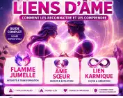 Illustration moderne des 7 types de liens d’âme avec flamme jumelle, âme sœur et lien karmique, signée Sophie Vitali pour Infinita Corse Voyance