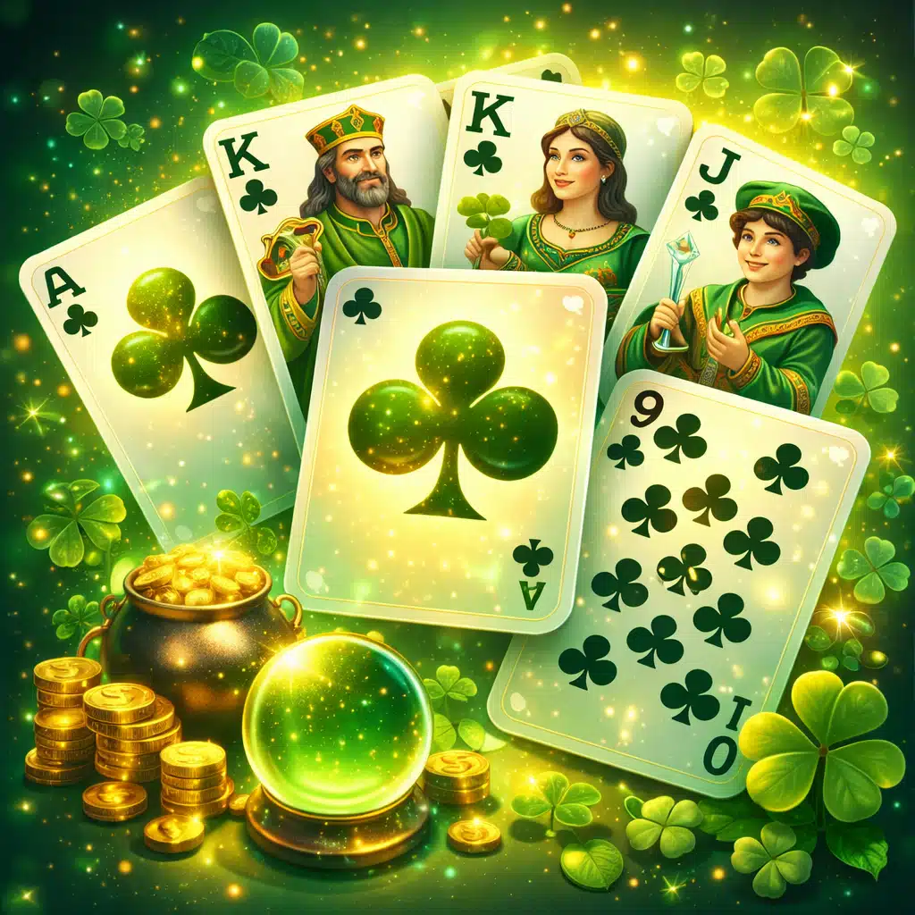 Signification des trèfles du jeu de 32 cartes avec cartes de trèfle en illustration 3D moderne