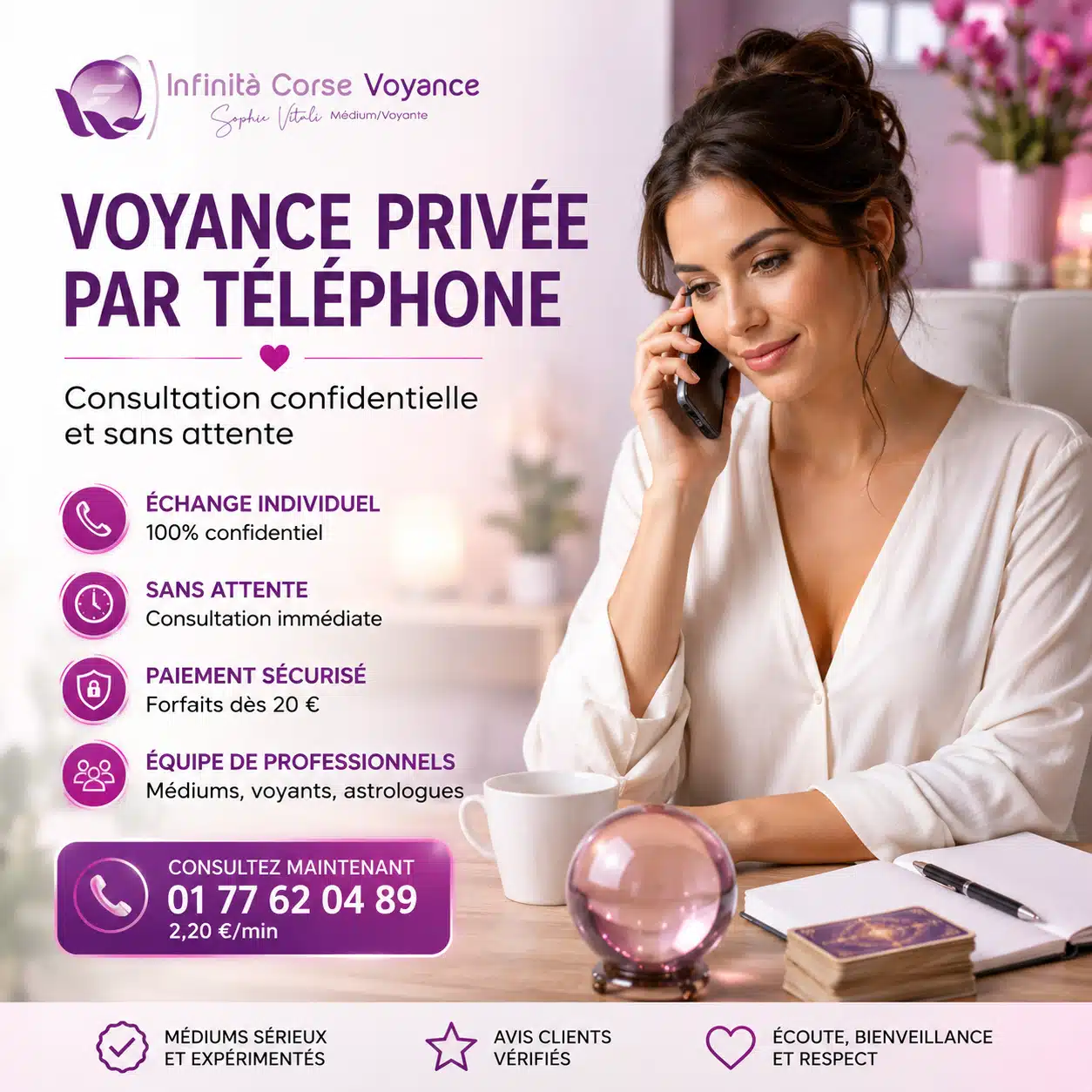 Consultation de voyance privée par téléphone avec Sophie Vitali