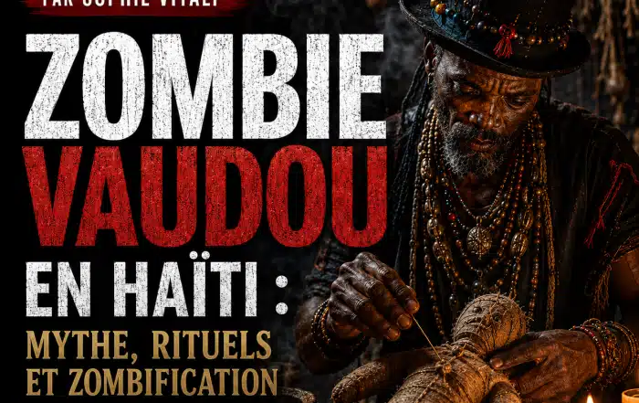 Illustration principale d’un zombie vaudou en Haïti avec rituel, Bokor, poudre à zombie et analyse de la zombification par Sophie Vitali.