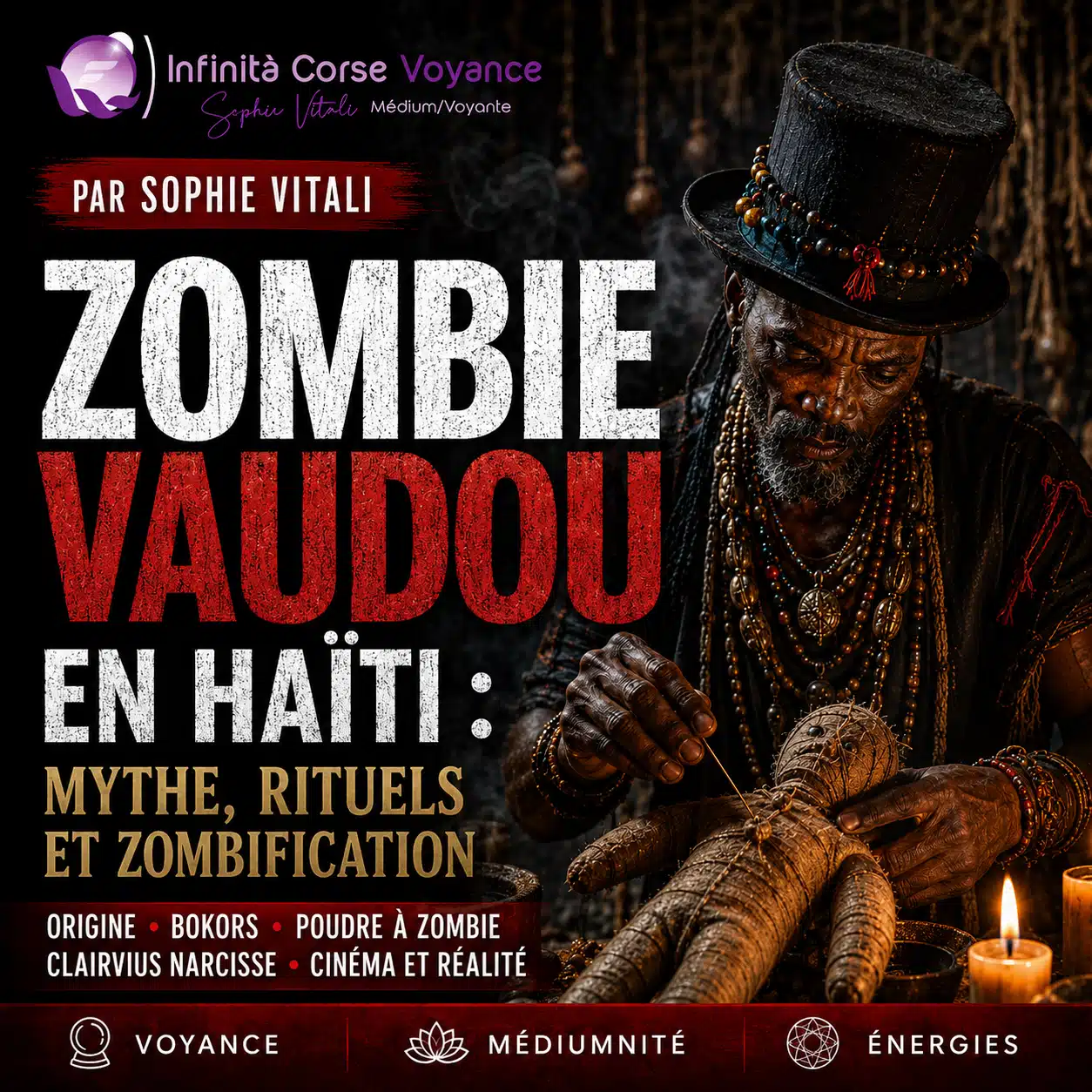 Illustration principale d’un zombie vaudou en Haïti avec rituel, Bokor, poudre à zombie et analyse de la zombification par Sophie Vitali.