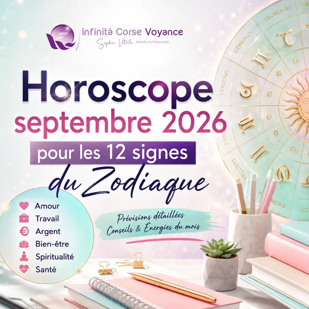 Horoscope septembre 2026 pour les 12 signes du zodiaque avec roue astrologique – Infinità Corse Voyance