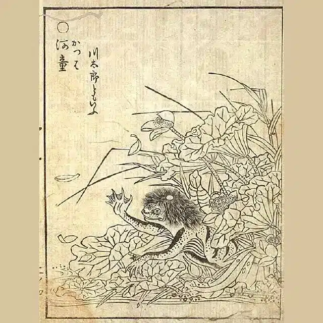 Le kappa, yokai des rivières, dessiné par Toriyama Sekien dans le Gazu Hyakki Yagyō en 1776