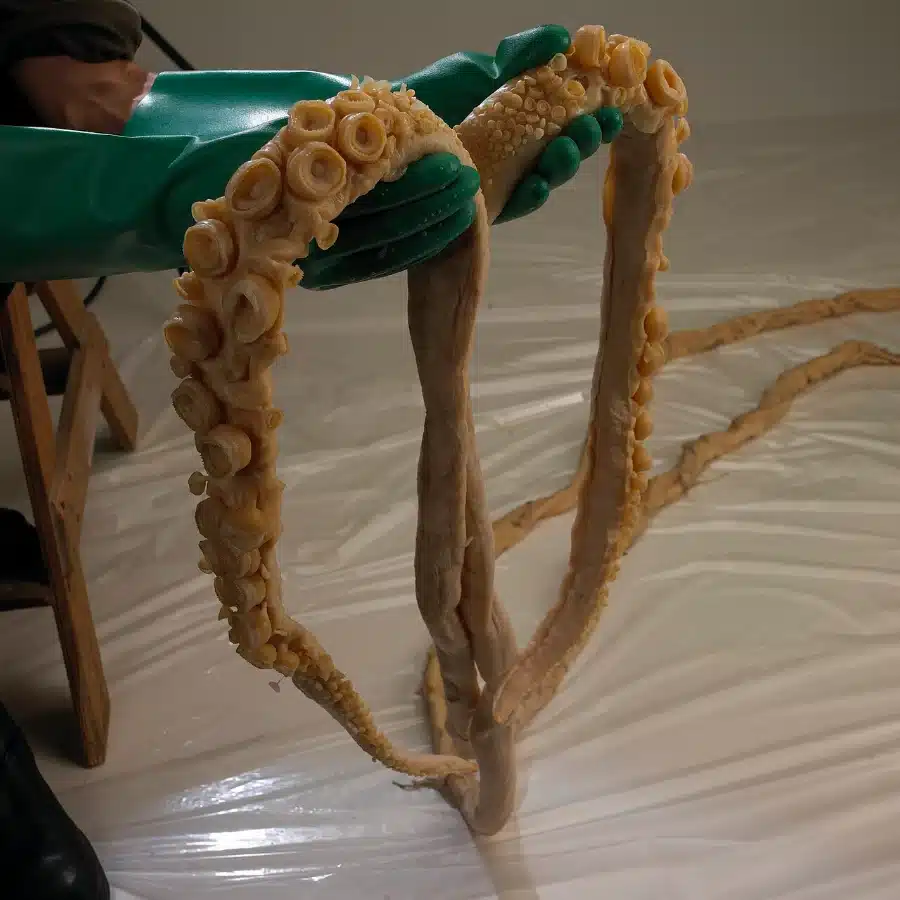 Tentacules et ventouses d’un calmar géant Architeuthis dux conservé au Museums Victoria : le vrai animal derrière la légende du Kraken